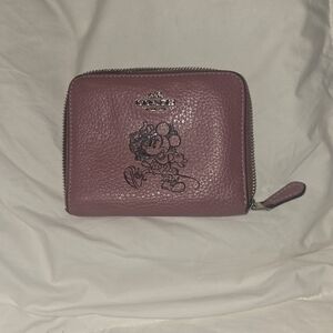 Coach Mauve Pebbled Leather Minnie Zip Wallet